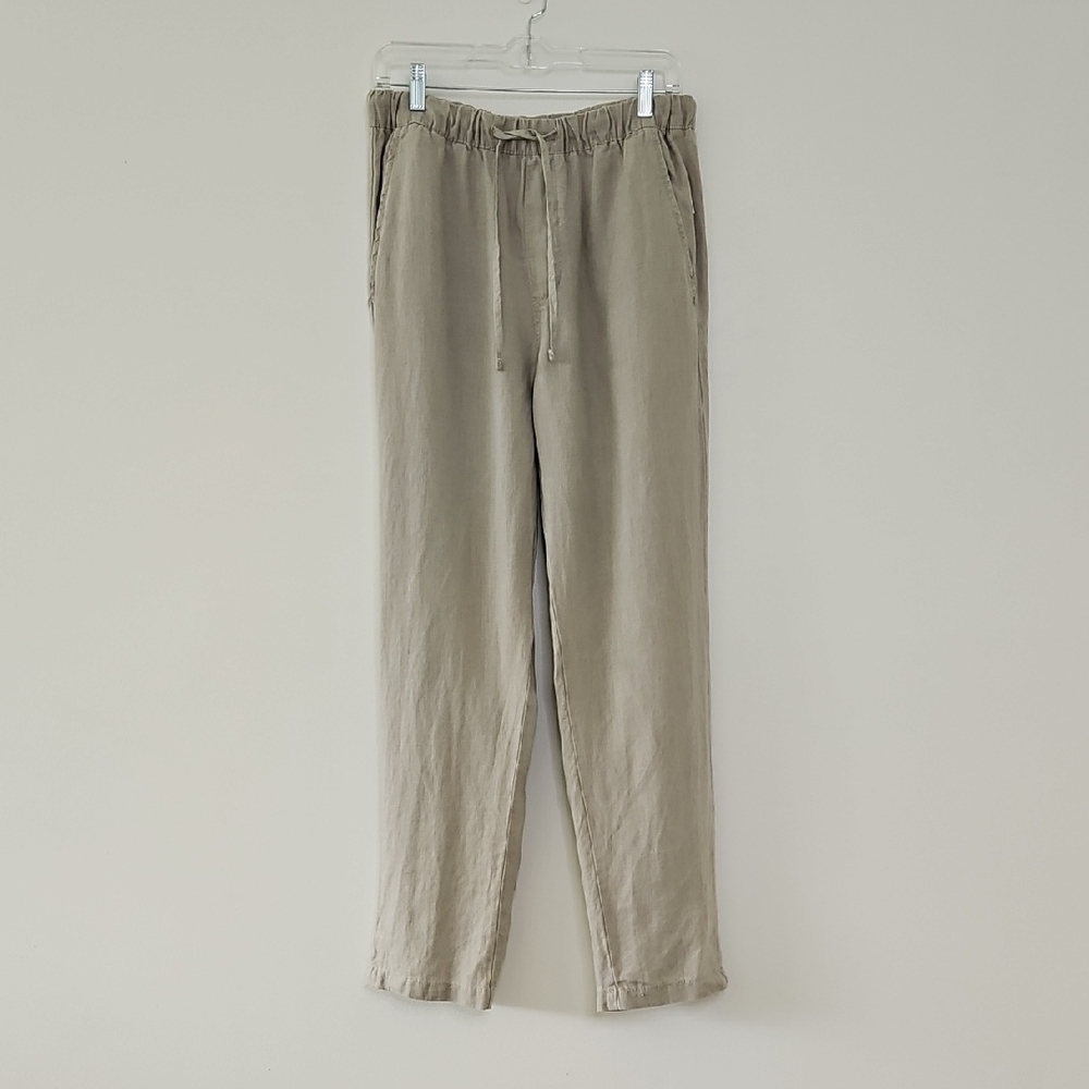 Onia 100% Linen Trousers Relaxed Fit Straight Leg Taupe Size Medium